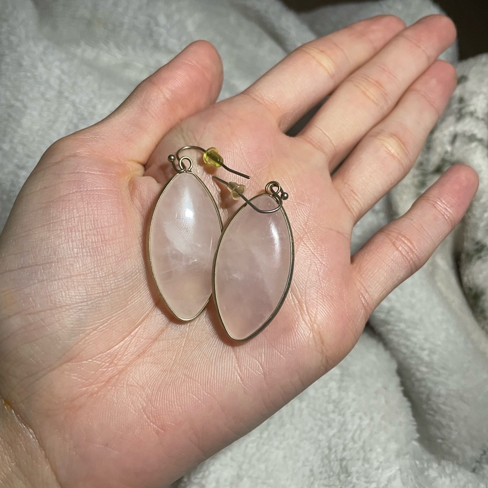 Rose Quartz Marquise Drop Earrings